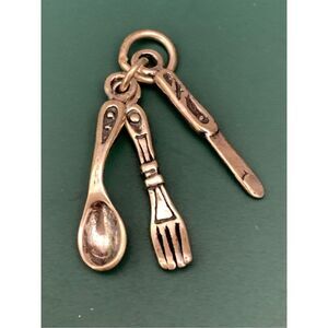 Fork Knife Spoon Silverware Sterling Silver Jewelry Charm